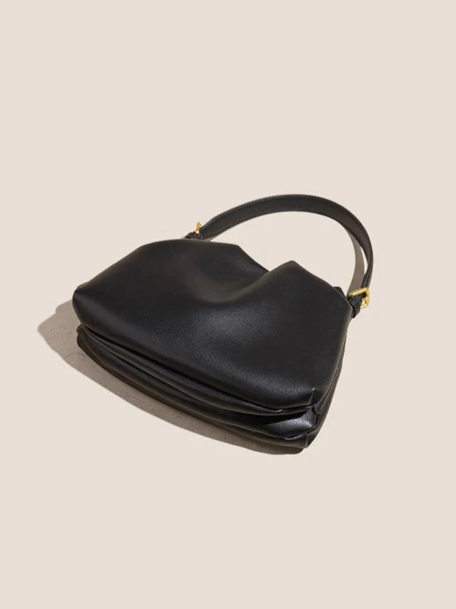 Ruched Leather Cloud Clutch