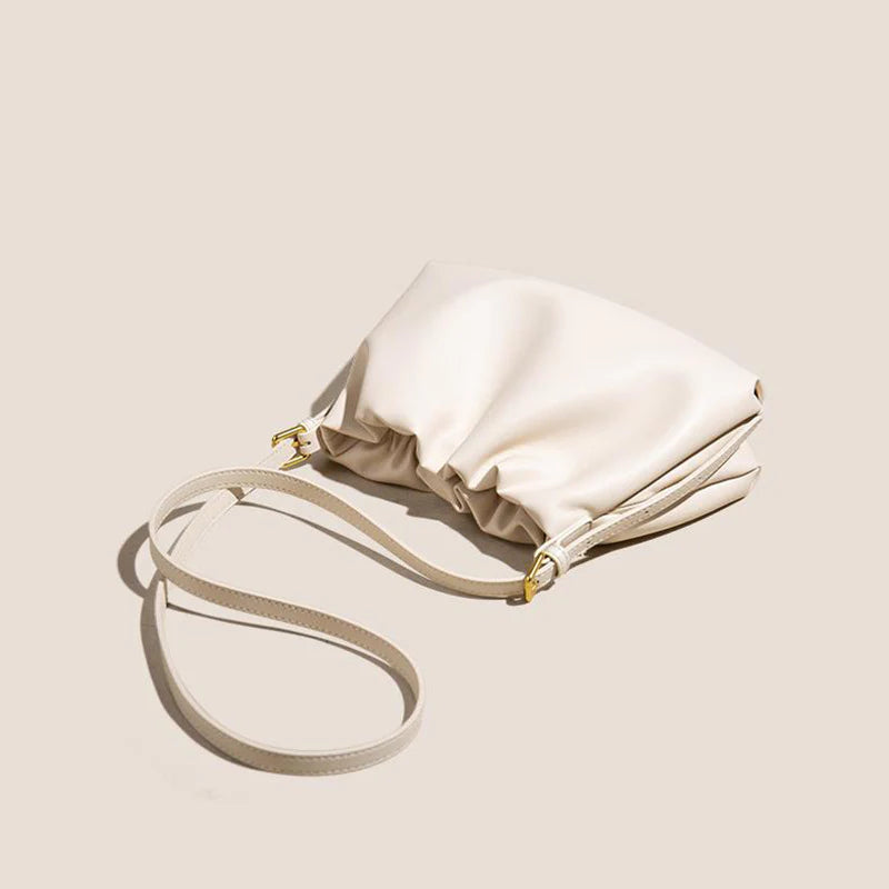 Ruched Leather Cloud Clutch