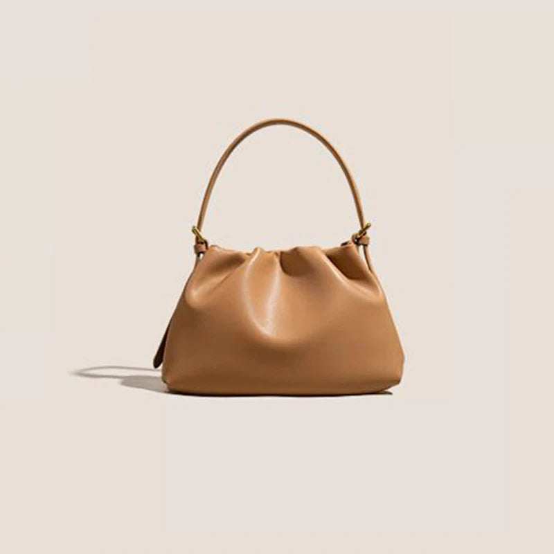 Ruched Leather Cloud Clutch