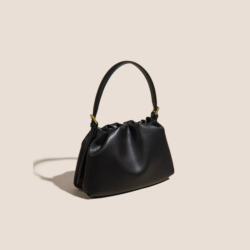 Ruched Leather Cloud Clutch