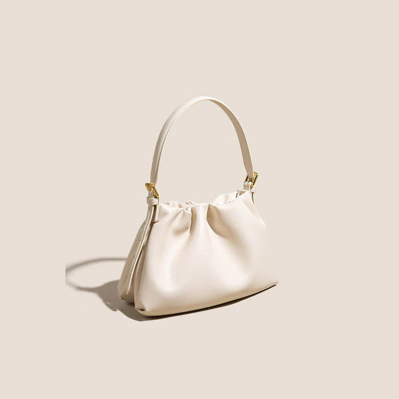 Ruched Leather Cloud Clutch