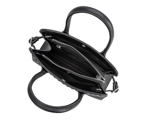 Black recycled vegan leather tote bag
