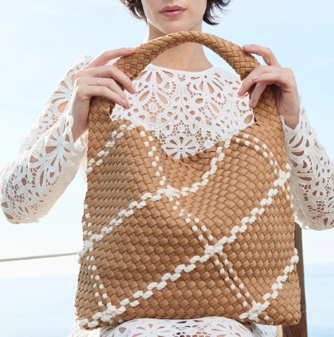 Large nylon woven shoulder bag