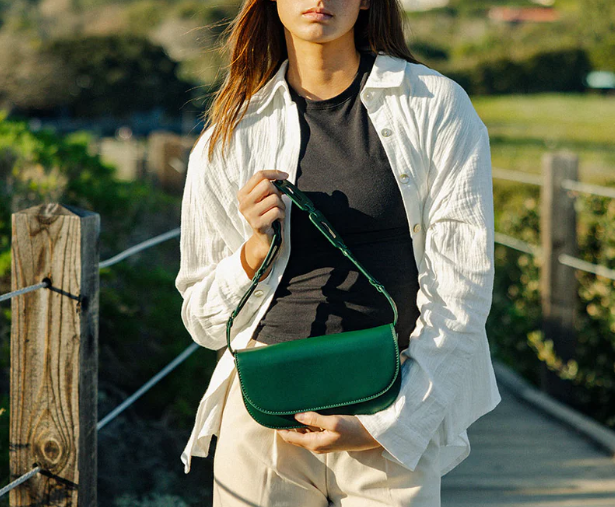 Recycled Vegan Leather Shoulder Bag