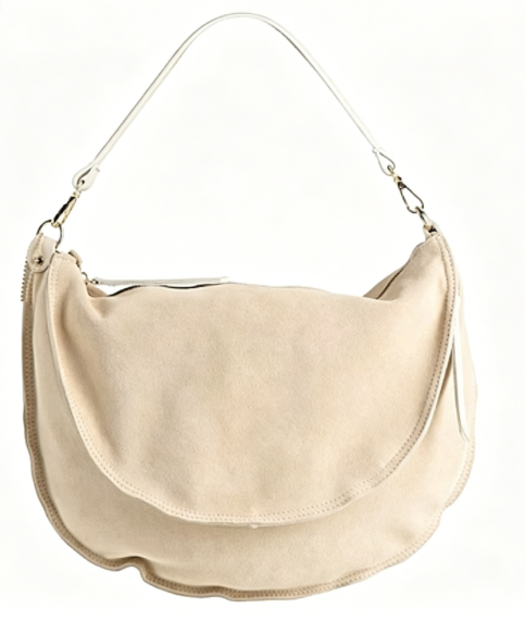Maxi-size suede hobo shoulder bag